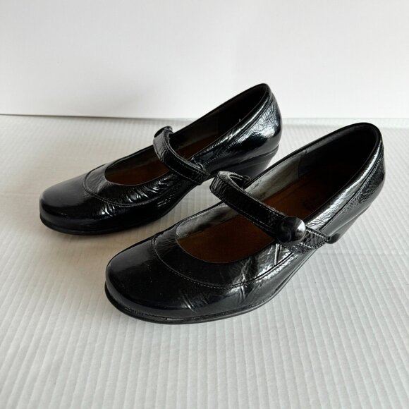 Naot Trendy Mary Janes Shoes Heeled Black Gloss Lace Comb Leather US 7 EUR 38 - Picture 9 of 16